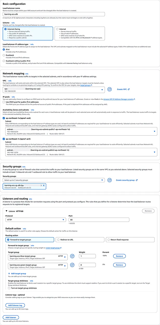 AWS console create ALB
